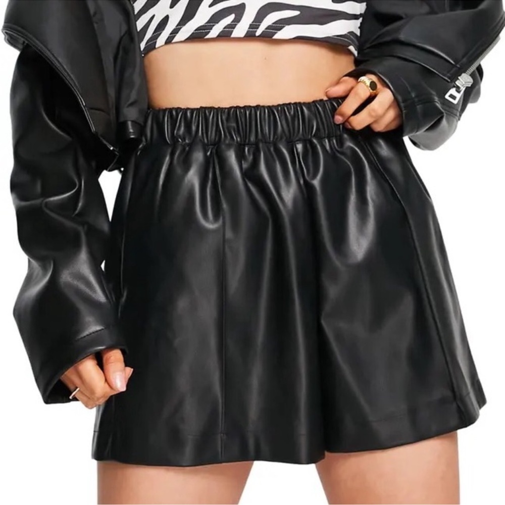 Top Shop Faux Leather Shorts